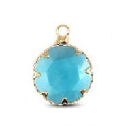 Hanger van Crystal Glass 13mm Aquamarine blue-gold